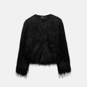 Zara Textured Black Cardigan